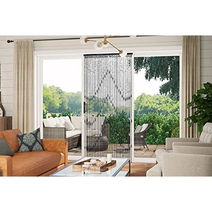 Kobolo Türvorhang Holzperlenvorhang WOOD 200 cm (1 St), Ösen, transparent – Bild 3