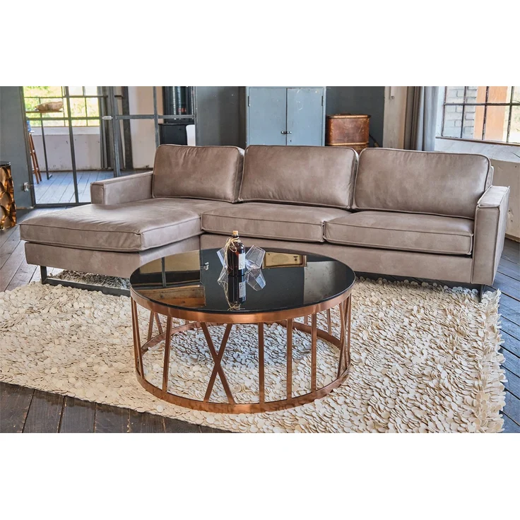 KAWOLA Ecksofa VILNIUS 3-Sitzer mit Longchair links Lederfaserstoff anthrazit 85 x 170 x 286 cm – Bild 6