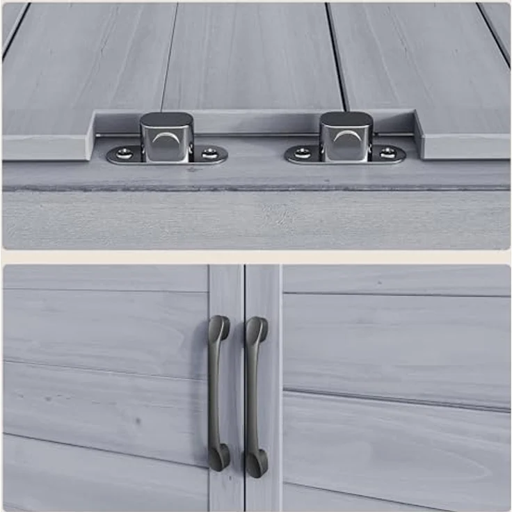 Bealife Pflanztisch mit Unterschrank, Gartenschrank mit Arbeitsplatte mit 1 Bewegbarer Einlegeboden für den Innen- und Außenbereich (Grau, 48T x 98B x 95H) – Bild 7