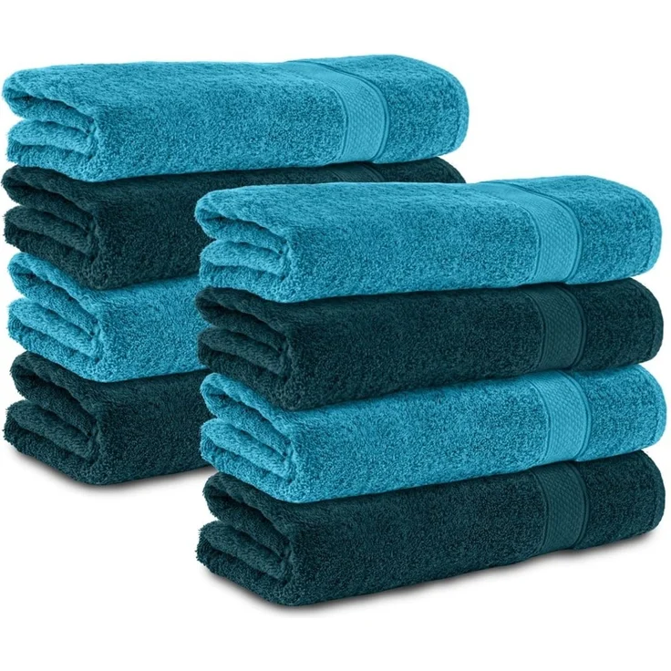 Komfortec 8er Handtücher Set 50x100 cm aus 100% Baumwolle | Frottee, Weich und Saugstark, Ideal für Bad und Gäste, Petrol/Türkis