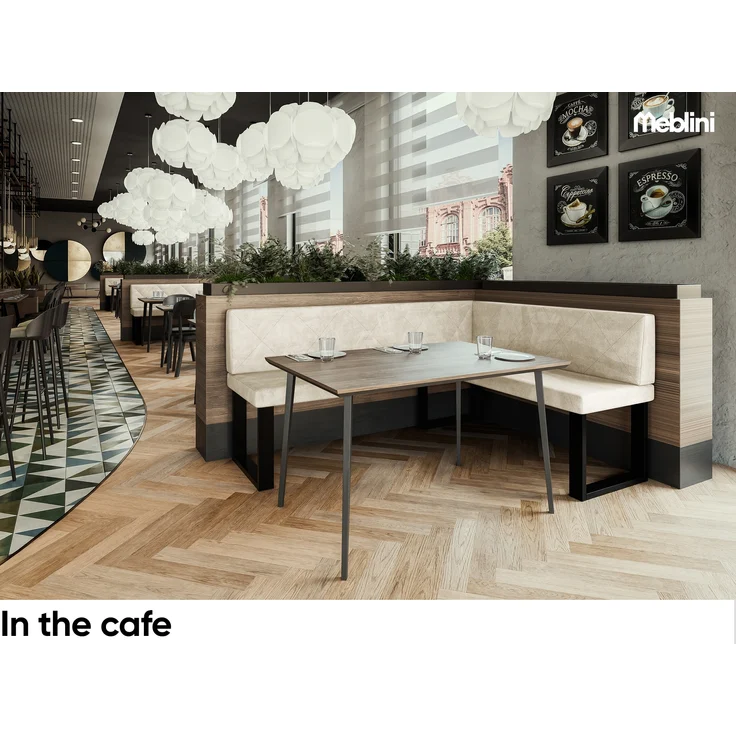 MEBLINI Eckbank für Esszimmer - Küchenbank - Essecke - Sitzecke Küche - ERIC - U-Beine 128x168x87cm Rechts - Creme Samt – Bild 4