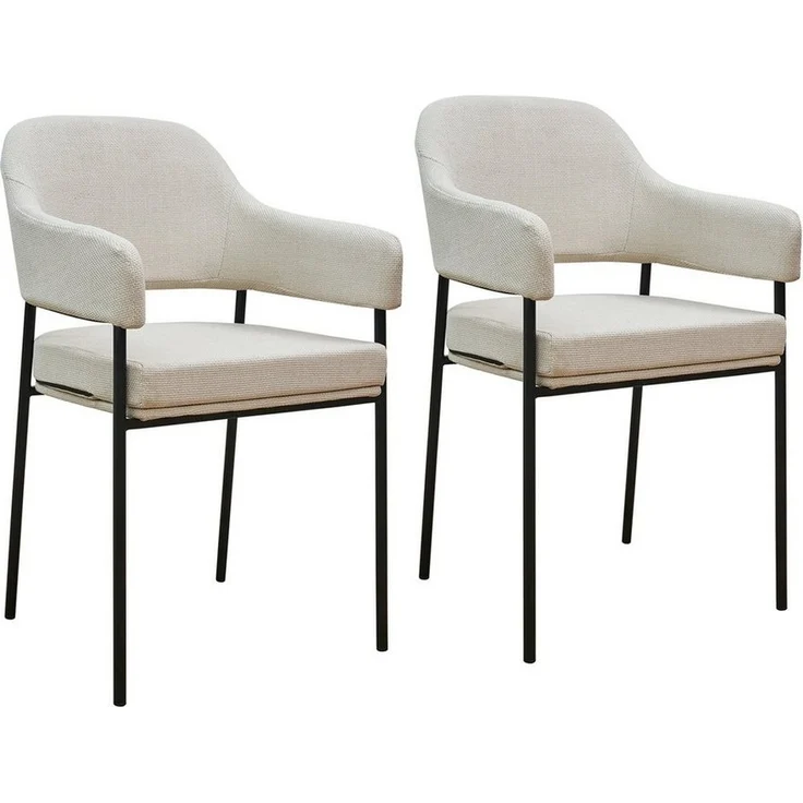 SVITA Esszimmerstuhl SCARLETT (2er Set), Armlehnstuhl, Polsterstuhl, Metallbeine, Stoff, Weiß – Bild 5