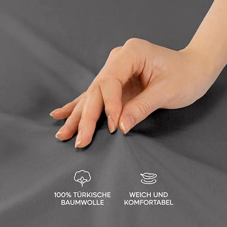 Twinzen® Kissenbezug 50x80 (2er-Set) - 100% Jersey Baumwolle 150 GSM Kissenbezüge - Anthrazit - Für Kissenbezüge 50x80 cm - Kissenhülle - Kissenbezug mit Reißverschluss - Oeko-Tex Zertifiziert – Bild 4