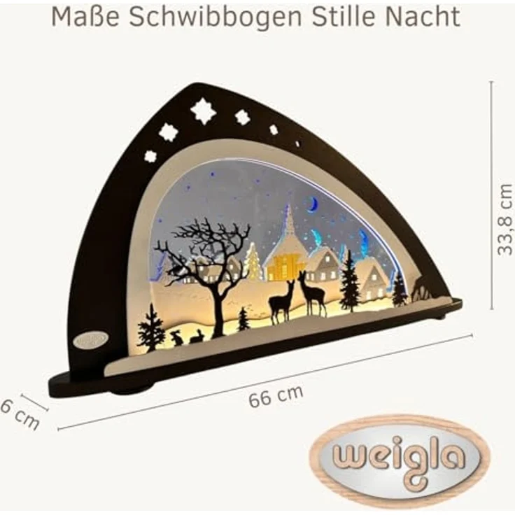 Weigla LED Schwibbogen Stille Nacht, Erzgebirge garantiert, aus Buchenholz & Acrylglas – Bild 2