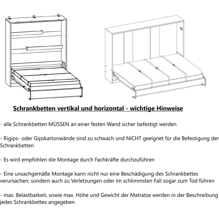 QMM TraumMöbel Schrankbett Wandbett 140x200 vertikal CP178 mit Lattenrost und 2 Regalen (Set) vertikal klappbar – Bild 1