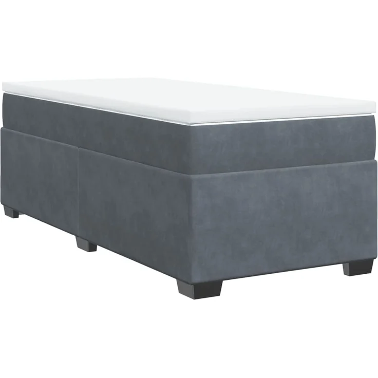 vidaXL Boxspringbett mit Matratze Dunkelgrau 90x190 cm Samt 3285252 – Bild 2