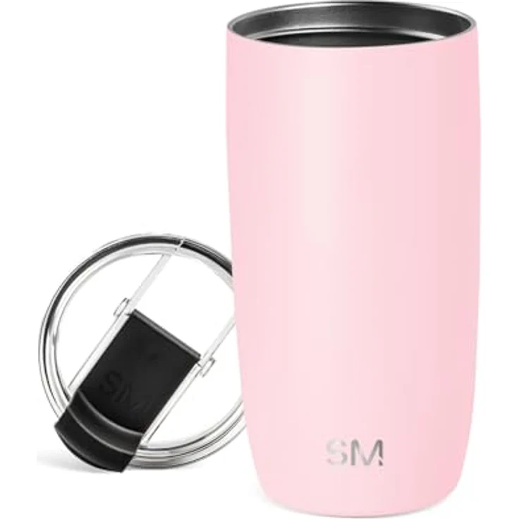 Simple Modern Thermobecher Kaffeebecher to go mit Klappdeckel | Isolierter Edelstahl-Kaffeebecher | Geschenke für Frauen und Männer | Voyager | 470ml | Blush – Bild 1
