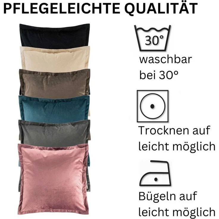 MOON Heimtextilien Kissenhülle 2er Pack 40x40 cm Kissenbezug edle Samt Optik Moon Flora – Bild 2