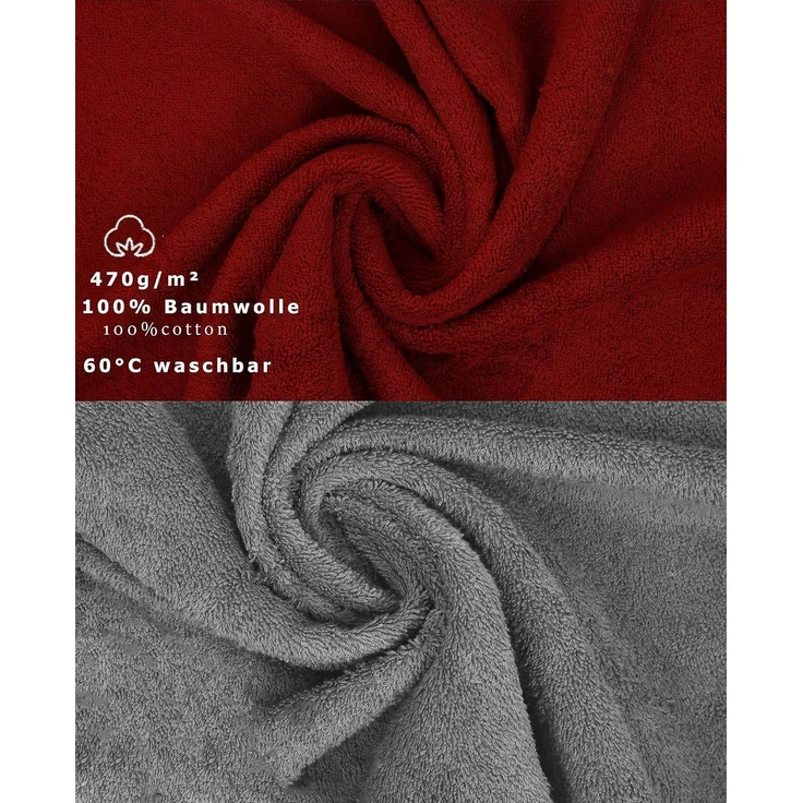 Betz Gästehandtücher 10 Stück Gästehandtuch Set Premium 30x50cm Farbe dunkelrot/anthrazit, 100% Baumwolle (Set, 10-St) – Bild 3
