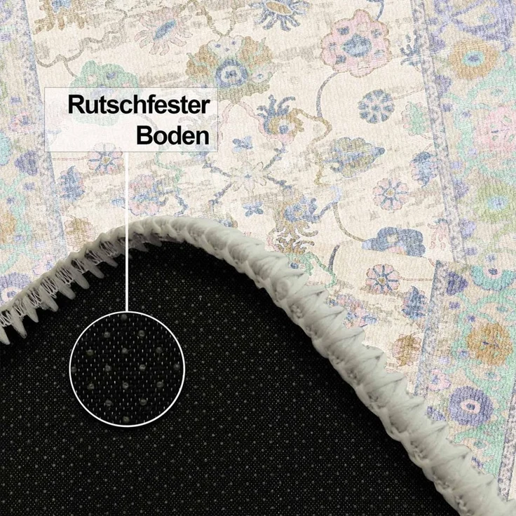 Bamyum Teppich Simay Teppich mit Chenille Druck, Waschbarer Antibakteriell Teppich, Einzelstück – Bild 4