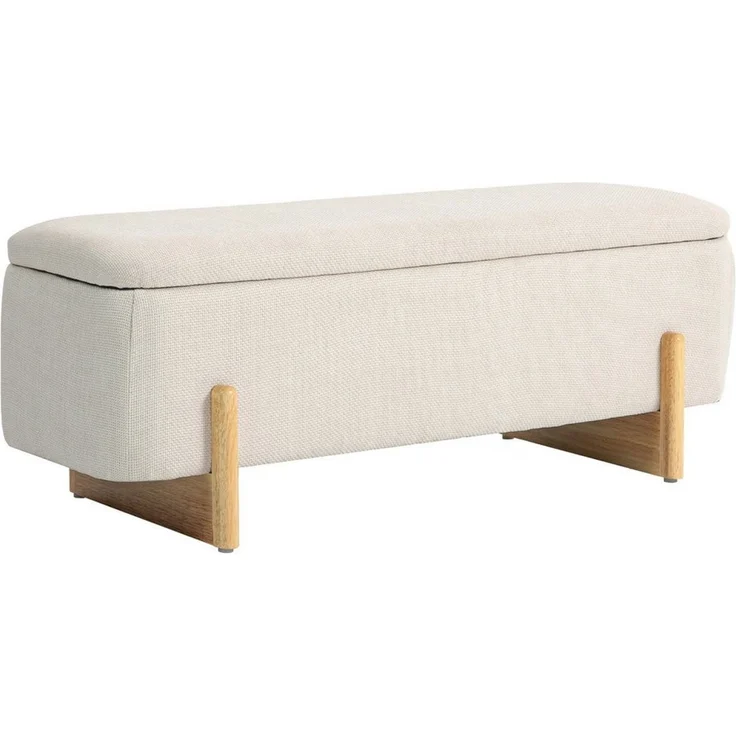 HOMCOM Sitzbank mit Stauraum, Polsterbank mit Leinenoptik, Holzbeine (Bettbank, 1-St, Sitztruhe), für Wohnzimmer, Schlafzimmer, Flur, 111 x 44 x 44,5 cm – Bild 1