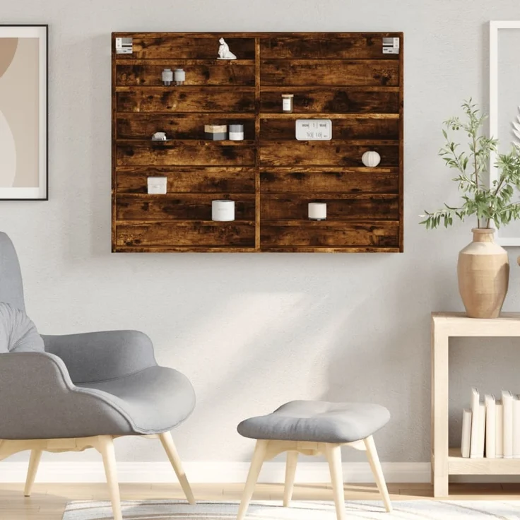 vidaXL Vitrinenschrank Räuchereiche 100x8,5x75 cm Holzwerkstoff 847937 – Bild 3