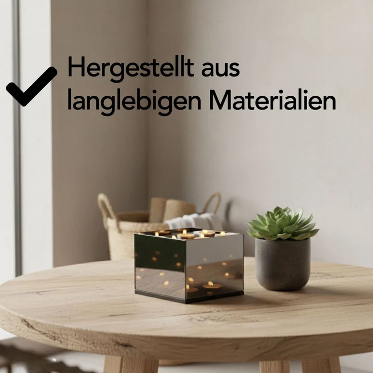 Brixy Teelichthalter – Teelichthalter – 4 Teelichter – Reflektierendes Spiegelglas – Kerzenhalter – Schwarz – Bild 7