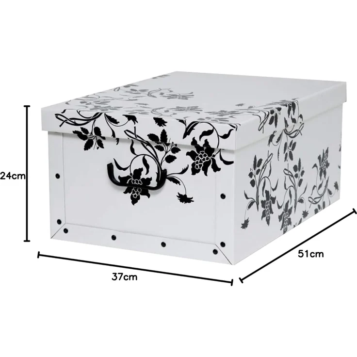 Kreher Aufbewahrungsbox Aufbewahrungsbox, Dekokarton - Motiv: Blumen Barock, Weiss – Bild 5
