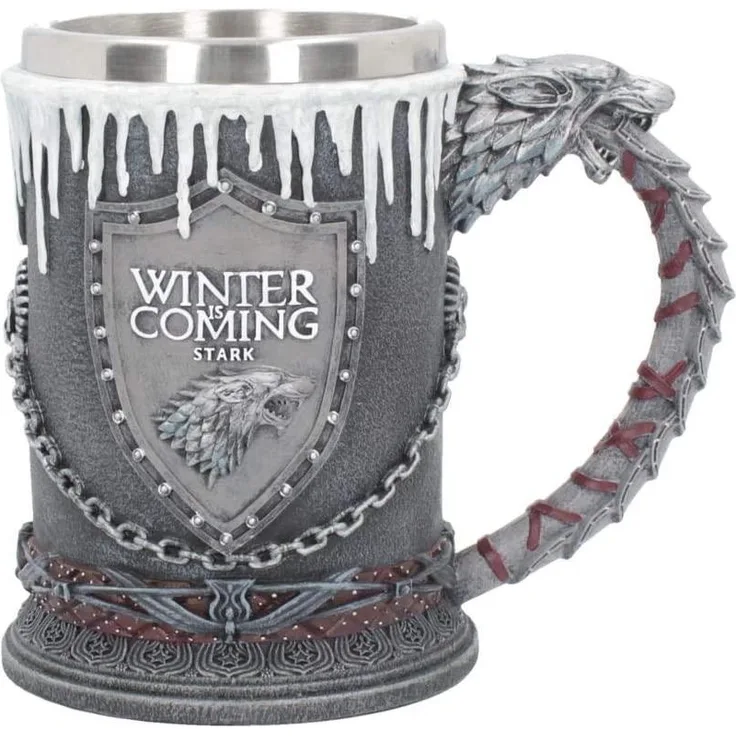 Nemesis Now House Stark Bierkrug, Game of Thrones, 20 cm, Schwarz