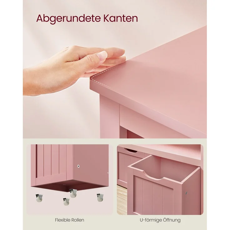 Songmics 'Vasagle' Kinderregal mit Rollen, Holzwerkstoff pastellrosa, 30 x 102 x 60 cm – Bild 7