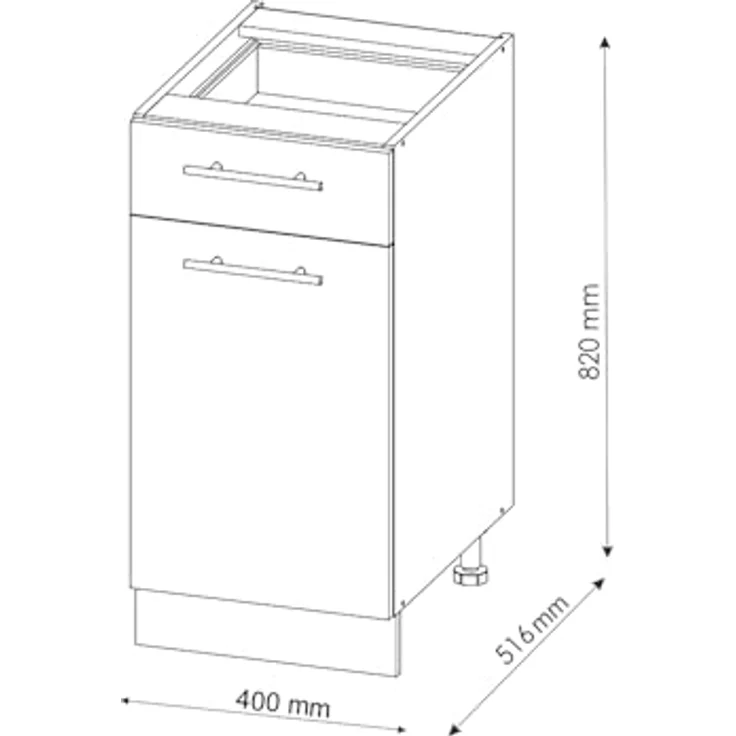 Küchenunterschrank Fame-Line Anthrazit Landhaus 40 cm ohne Arbeitsplatte Vicco – Bild 3