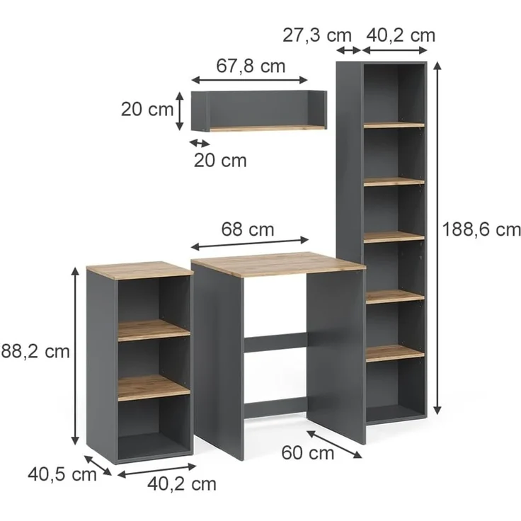 Badmöbel-Set Viktor Anthrazit/Goldkraft Eiche 4-teilig Vicco – Bild 2