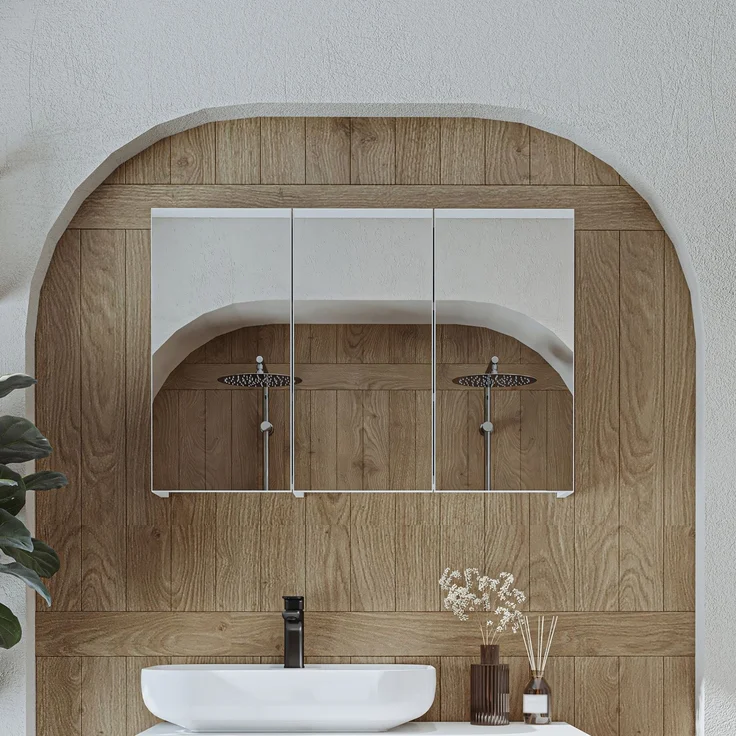 Roomart GUSTO-II-120 Badmöbel - nur Spiegelschrank - H 60 x B 14.2 x T 105 cm • Weiß – Bild 2