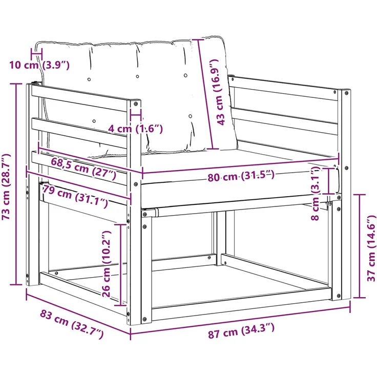 vidaXL Outdoor-Sofagarnitur Massives Akazienholz und Textilene Weiß 3439052 – Bild 9