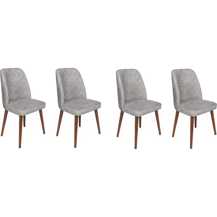 Skye Decor 'Dallas-554 V4' Stuhlset (4-teilig), Grau / Walnuss, 50 x 90 x 49 cm