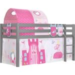 Vipack Spielbett 'Pino' grau, mit Textilset Vorhang, Tunnel und 3 Taschen 'Princes'