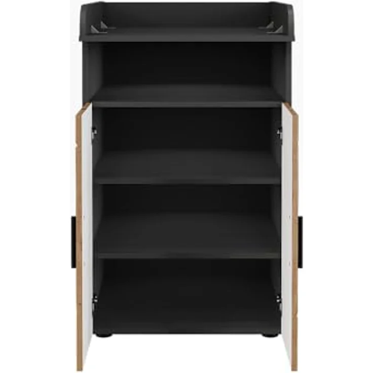 Vichy Wickelkommode Irma, Anthrazit/Goldkraft Eiche, 60 x 97 cm mit praktischem Wickelaufsatz und seitlichen Ablagefächern – Bild 5