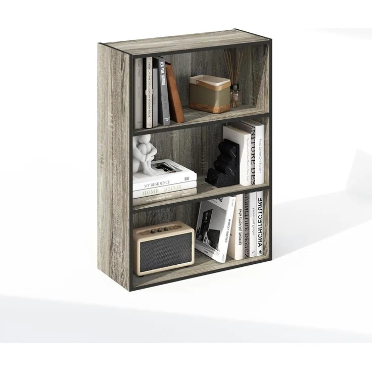 Furinno Simple Offenes Regal, Bücherregale, 3-stöckig, Französische Eiche