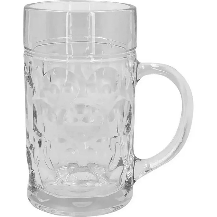 HAC24 Bierkrug Maßkrug Klassischer Bierkrug mit stabilem Henkel Bierglas, 1-tlg, Glas, 1 Liter, Aus robustem Glas