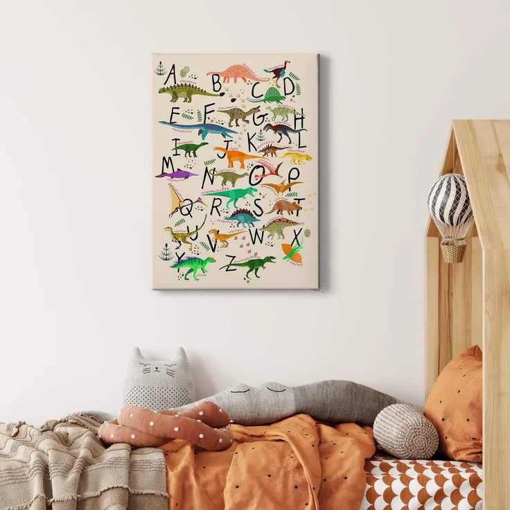 Leinwandbild Kinderzimmer Dinosaurier Alphabet 50x70 DD123198 Keilrahmenbild – Bild 2