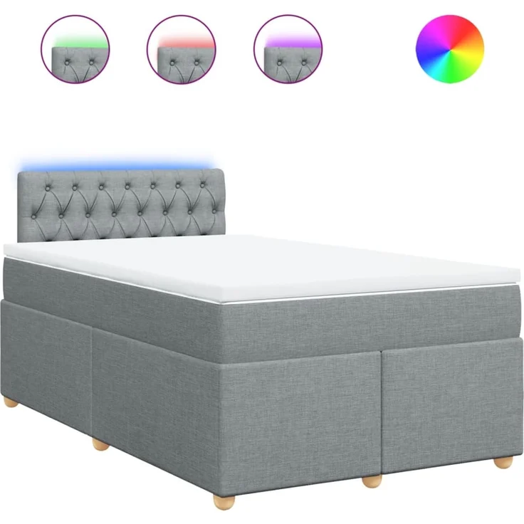 vidaXL Boxspringbett mit Matratze Hellgrau 120x200 cm Stoff 3288954 – Bild 2