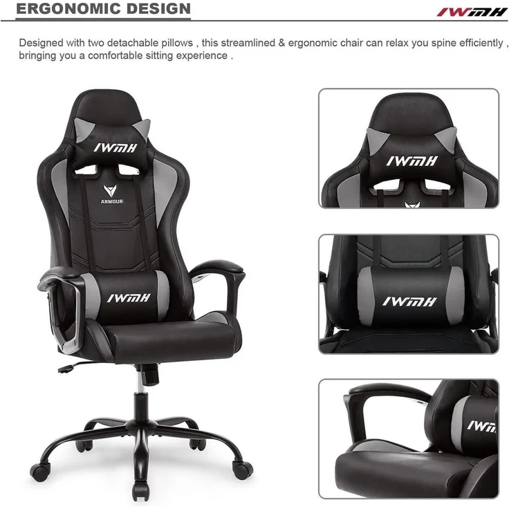 Gaming Stuhl Ergonomischer Computerstuhl Racing Stuhl mit Armlehnen – Bild 4