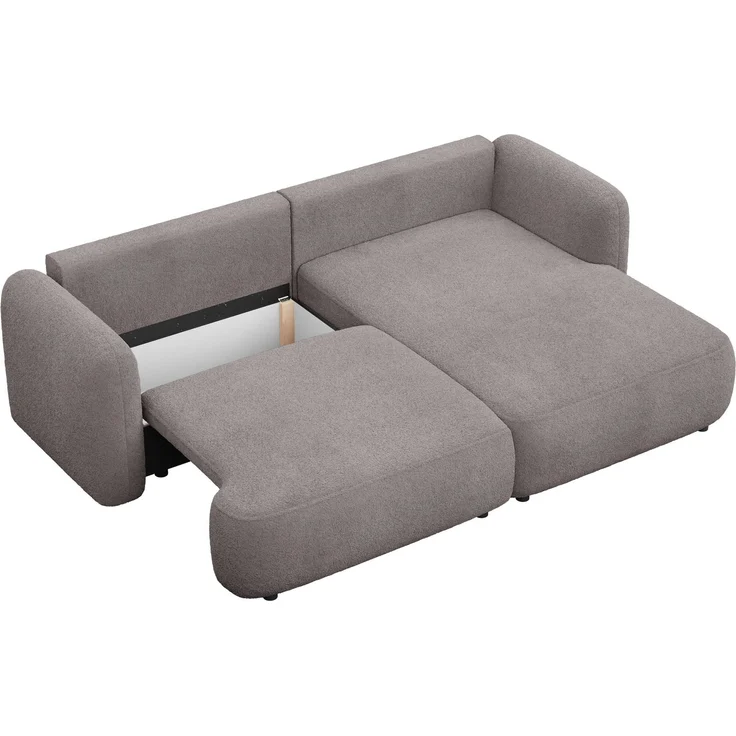 Selsey Tvoya Ecksofa mit Schlaffunktion, Ottomane rechts, Bouclé Graubraun – Bild 7