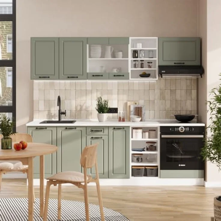 Vicco Küchenunterschrank "R-Line", Mint Landhaus/Weiß 40 cm | MDF-Front · Ohne Arbeitsplatte · Höhenverst. Füße · ✓ Leichter Zugriff · ✓ Frei kombinierbar – Bild 2