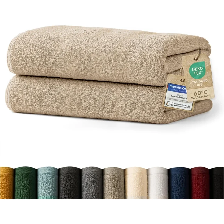 Blumtal Badetücher Premium weiche Frottier 2er Set mit Aufhängschlaufen, Frottee (2-St), Baumwolle Oeko-TEX Zertifiziert, saugstark – Bild 1