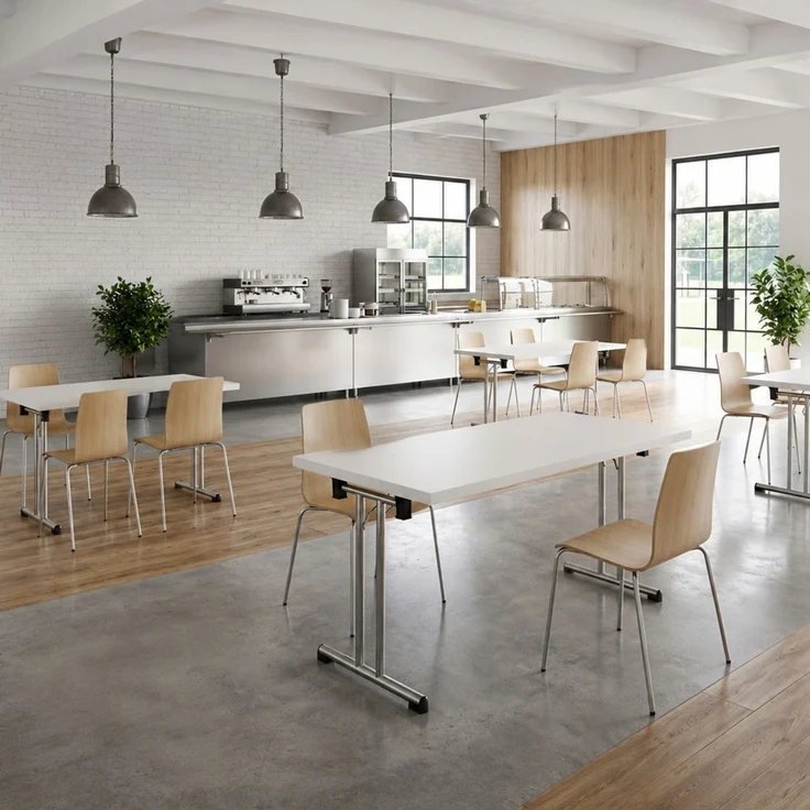 bümö Klapptisch Ahorn 160x80 cm klappbar & stapelbar, klappbarer Schreibtisch, Klappschreibtisch, Tisch klappbar, Klappbarer Tisch, Klapptisch Holz-Platte, Gestell stabil aus Metall verchromt, KL16-3 – Bild 10