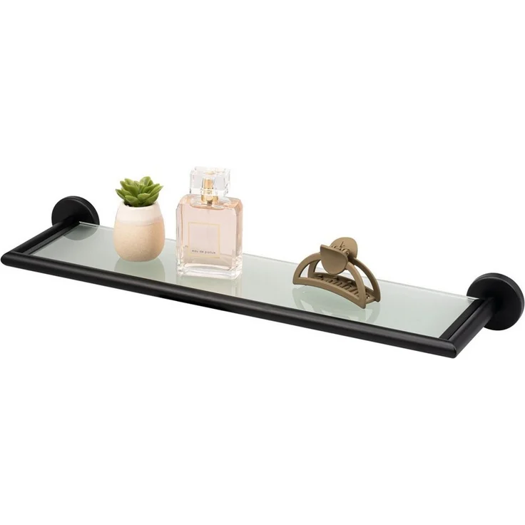 bremermann Wandregal Bad-Serie PIAZZA BLACK - aus Glas und Edelstahl matt schwarz, 1-tlg. – Bild 5