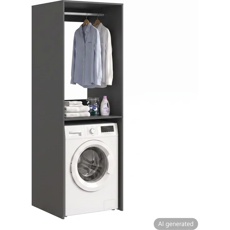 Waschmaschinenschrank (B/H/T: 66x195x60 cm) in anthrazit Nachbildung – Bild 2