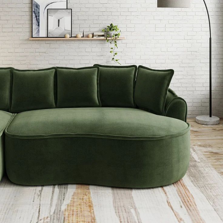 ZUBALIYA SchlafSofa mit Chenille - Bezug, mit breiten Armlehnen, mit Schaumstoffpolsterung, aus Chenille, Grün – Bild 17