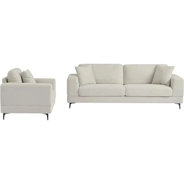 Vente-unique - JAMOLO Couchgarnitur mit Sessel Stoff Beige - B 89 cm x H 82 cm x L 107 cm227 cm – Bild 3