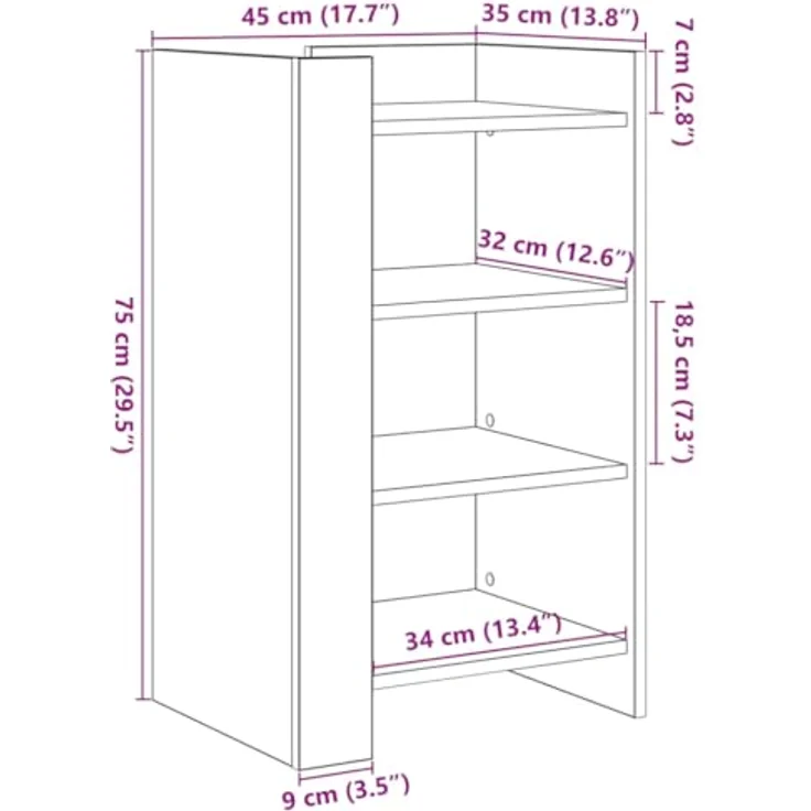 vidaXL Sideboard Schwarz 45x35x75 cm Holzwerkstoff 848382 – Bild 4