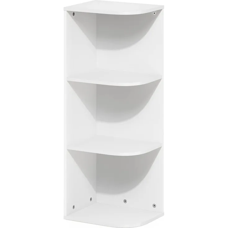 Furinno Pasir 3-stufiges Eck-Bücherregal mit offenem Regal, Weiß