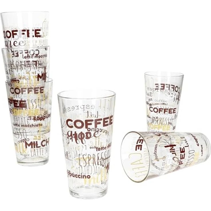 MamboCat Latte-Macchiato-Glas 6x Candy Latte Macchiato Gläser 380ml Schrift-Dekor stapelbar, Glas – Bild 2