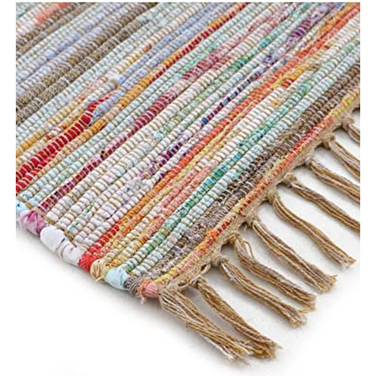 carpetfine Teppich Kelim Chindi, Wendeteppich, rechteckig, Höhe: 6 mm, handgewebt, Fleckerlteppich mit Fransen, auch vielen in Läufergrößen – Bild 6