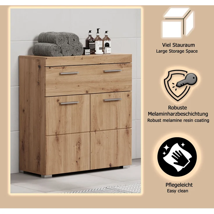 Kommode Badschrank Amanda Asteiche 73 x 79 cm – Bild 15
