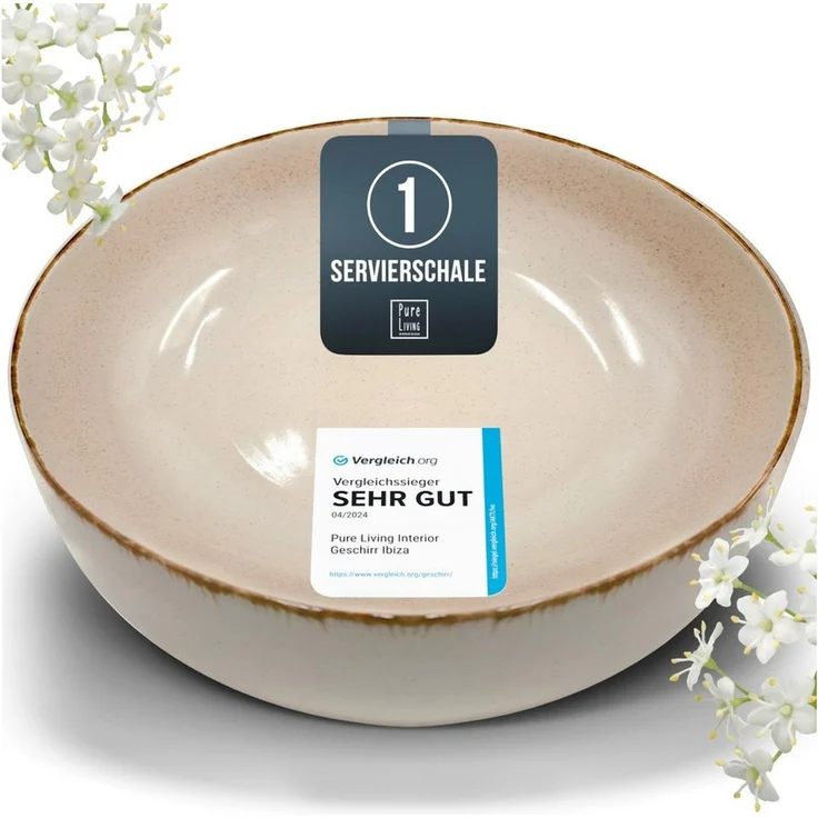 PURE LIVING INTERIOR DESIGN Geschirr-Set Steingut Teller Groß 6 Personen Rustic TESTSIEGER, Hochwertiges Landha (1-tlg), 1 Personen, Steingut, Authentischer Landhausstil, Reaktive Glasur – jedes Stück ein Unikat,… – Bild 1