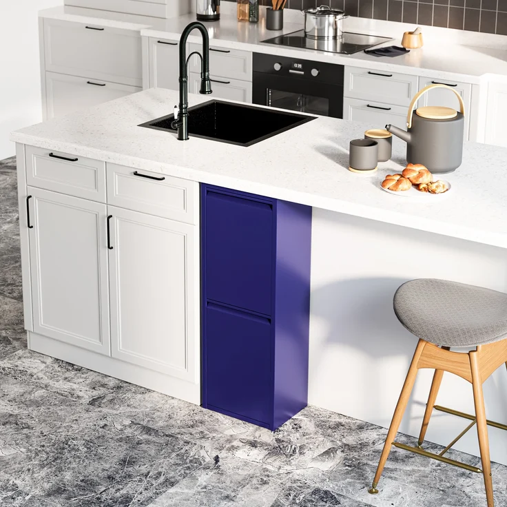 Mülltrennschrank Sollentuna Metall 2x14 L Nachtblau [en. casa] – Bild 3