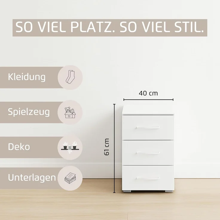 rauch Aditio Box, Nachttisch, 2 Schubladen, mit Glasfront, mit Softclose-Funktion, Farbe Grau metallic, BxHxT 40x61x42cm – Bild 5