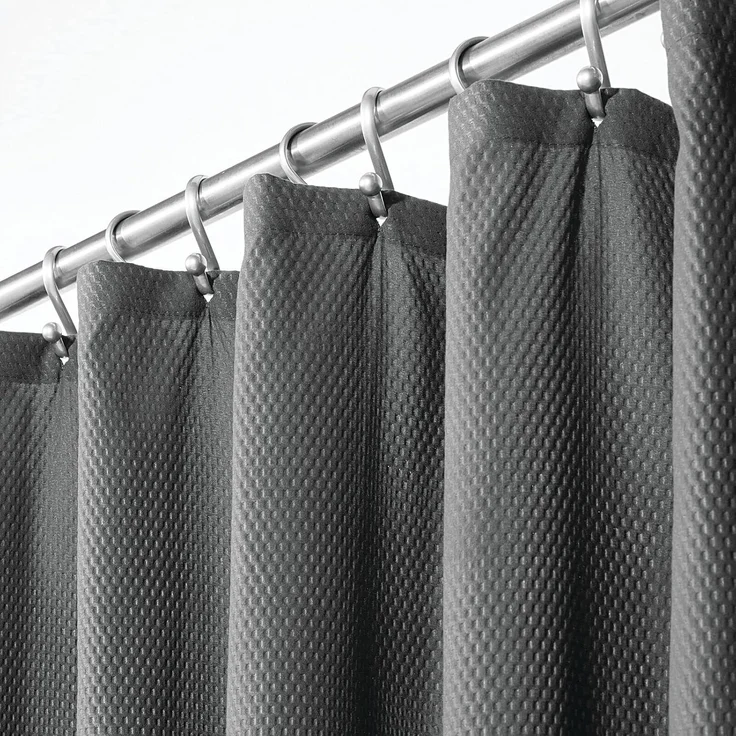 mDesign Luxus Duschvorhang Badewannenvorhang Waffelmuster Polyester Dunkelgrau – Bild 1