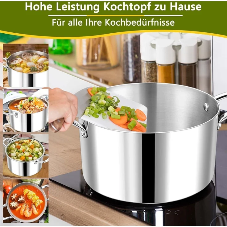Kochtopf 24cm 3-Lagiger Edelstahl ≈ Glasdeckel 5,6L Induktion – Bild 7